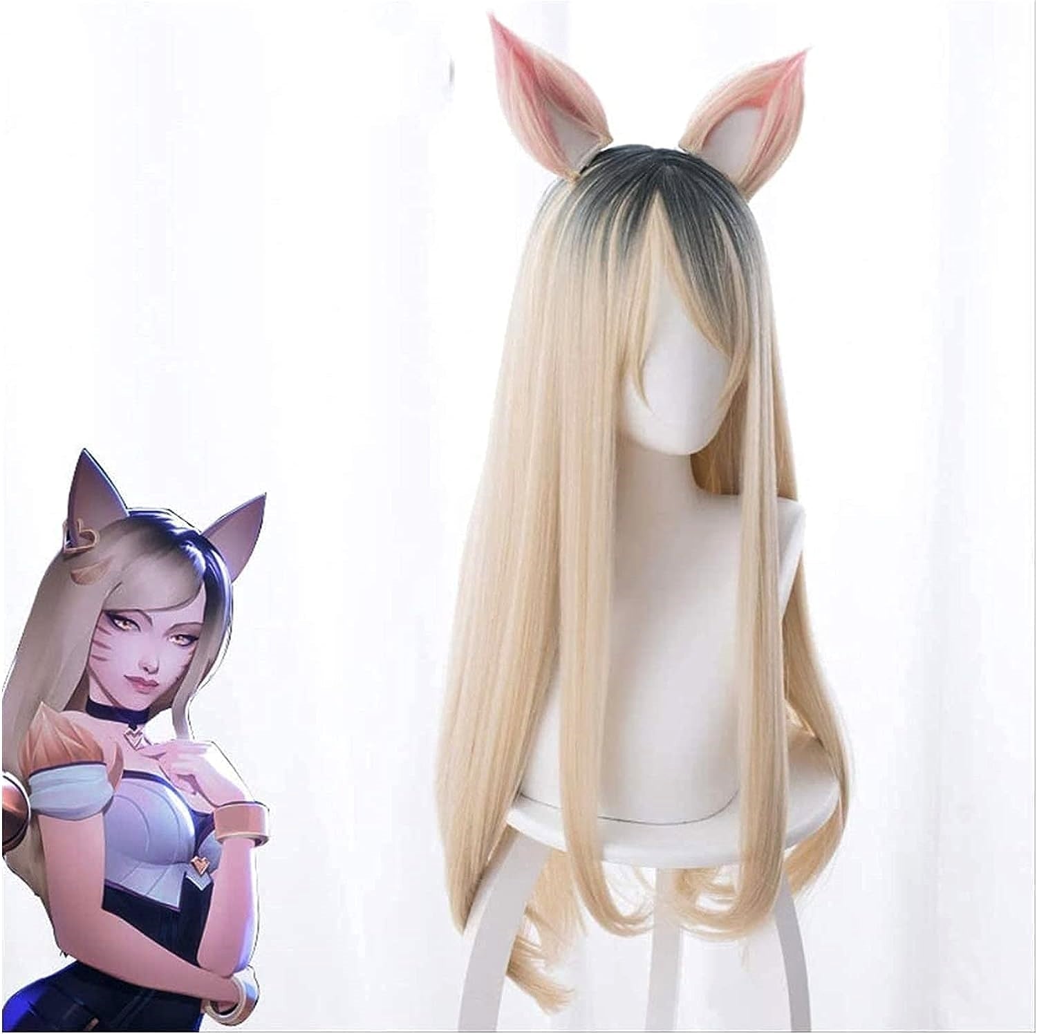 K/DA League of Legends - Ahri - Peluca Cosplay (Incluye Orejas)