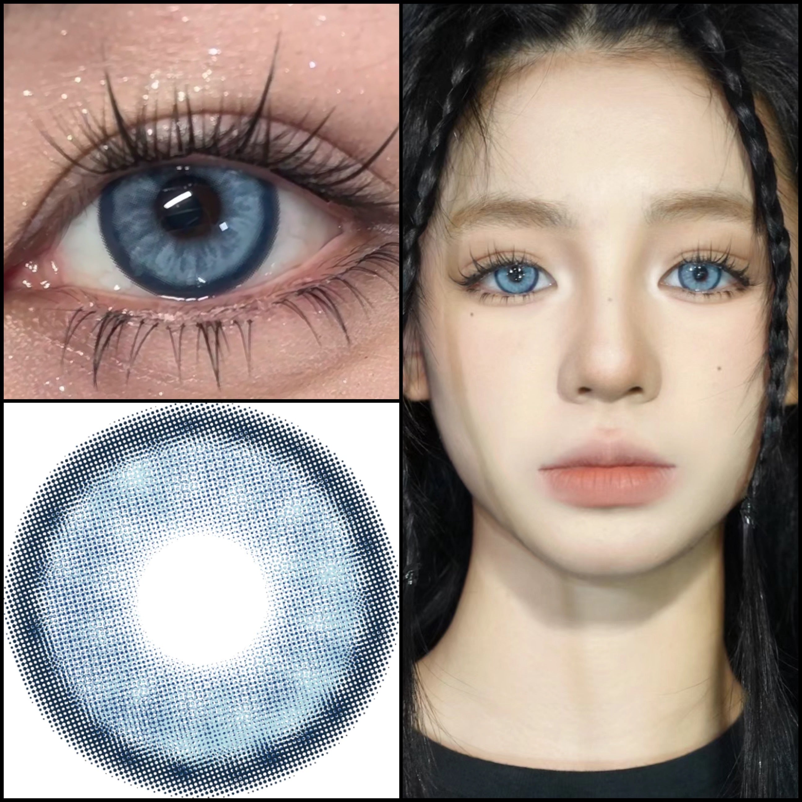 Glitz Blue Contact Lenses – Natural Blue, Subtle Enlargement, Soft Glow Effect