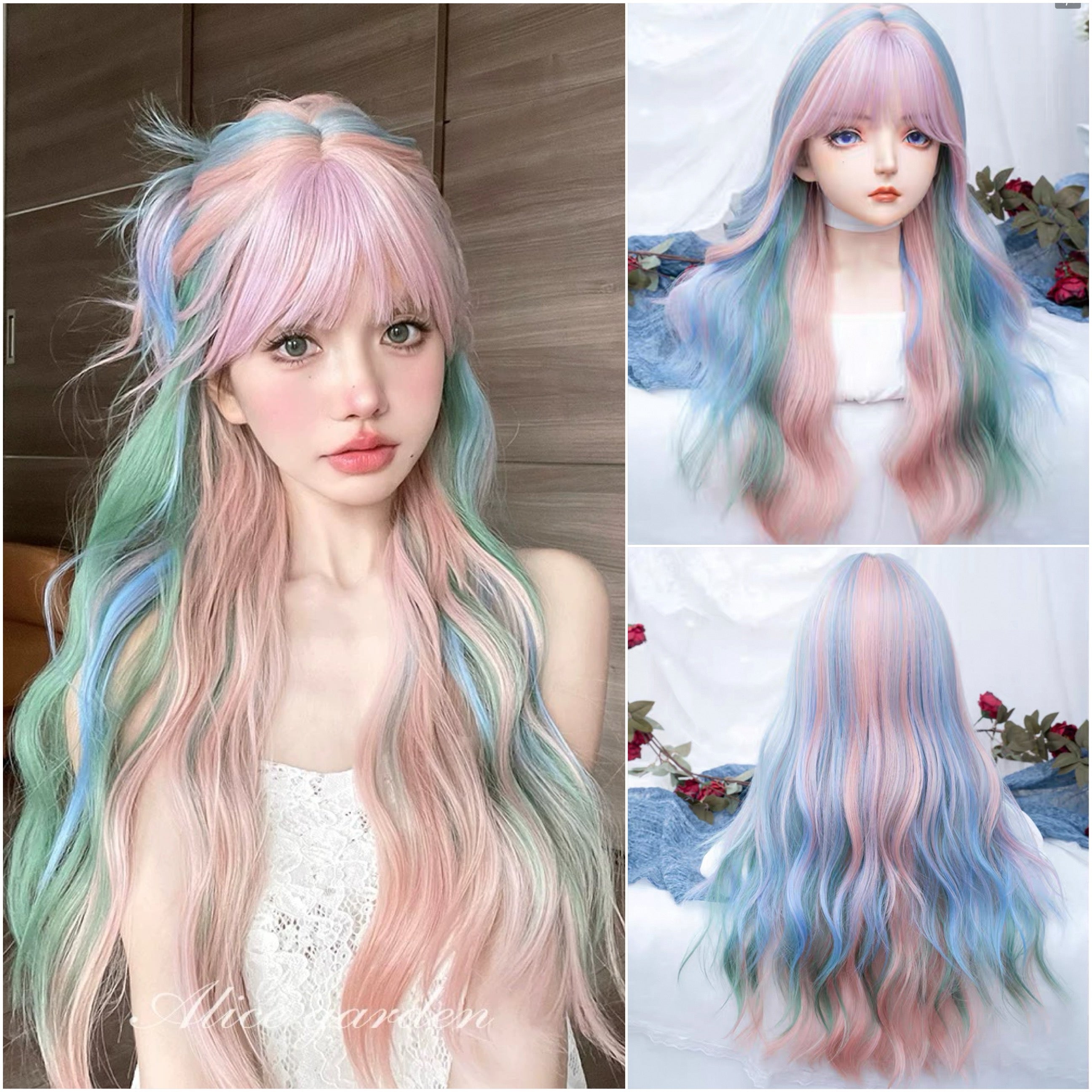 Rainbow Lollipop Long Wavy Lolita Hair Wig