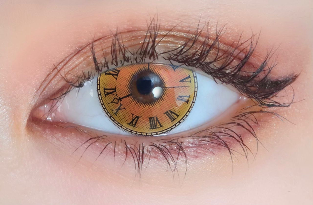 Kurumi Tokisaki Cosplay Contacts Yellow clock contact lens eyes close up