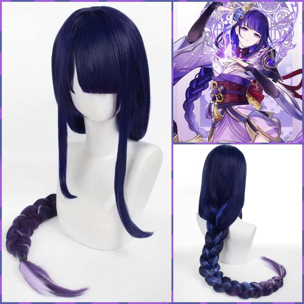 Genshin Impact-Peluca de pelo Keqing Cosplay