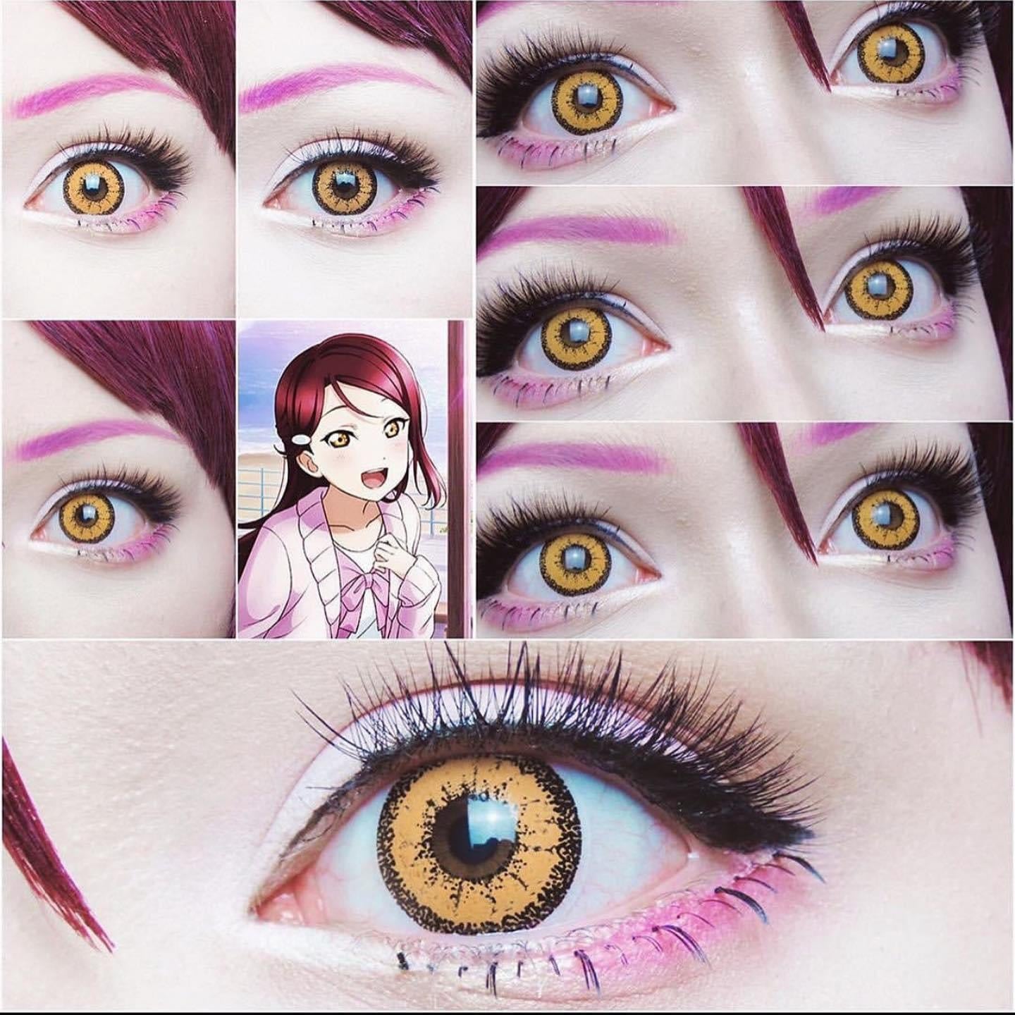 Vivid Brilliant Orange Cosplay Contacts Bright cosplayer close up 1