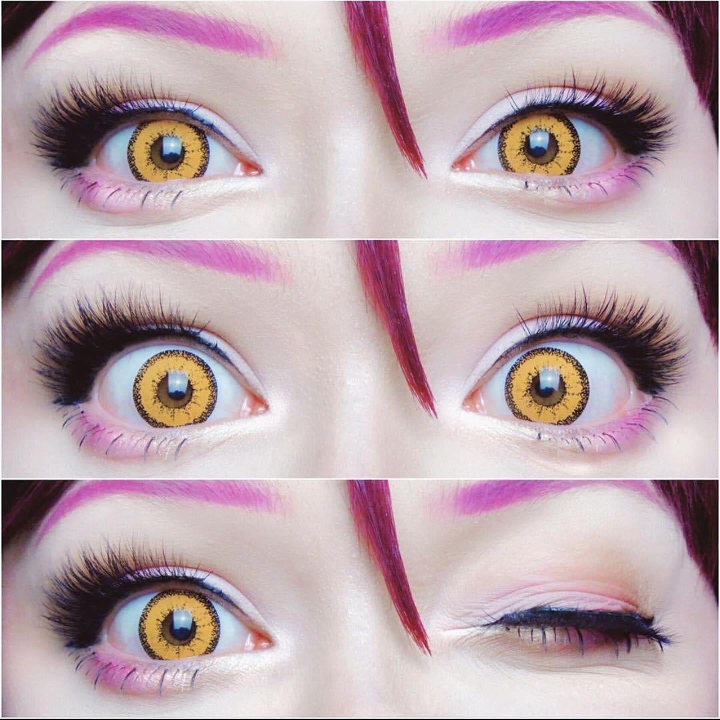 Vivid Brilliant Orange Cosplay Contacts close up