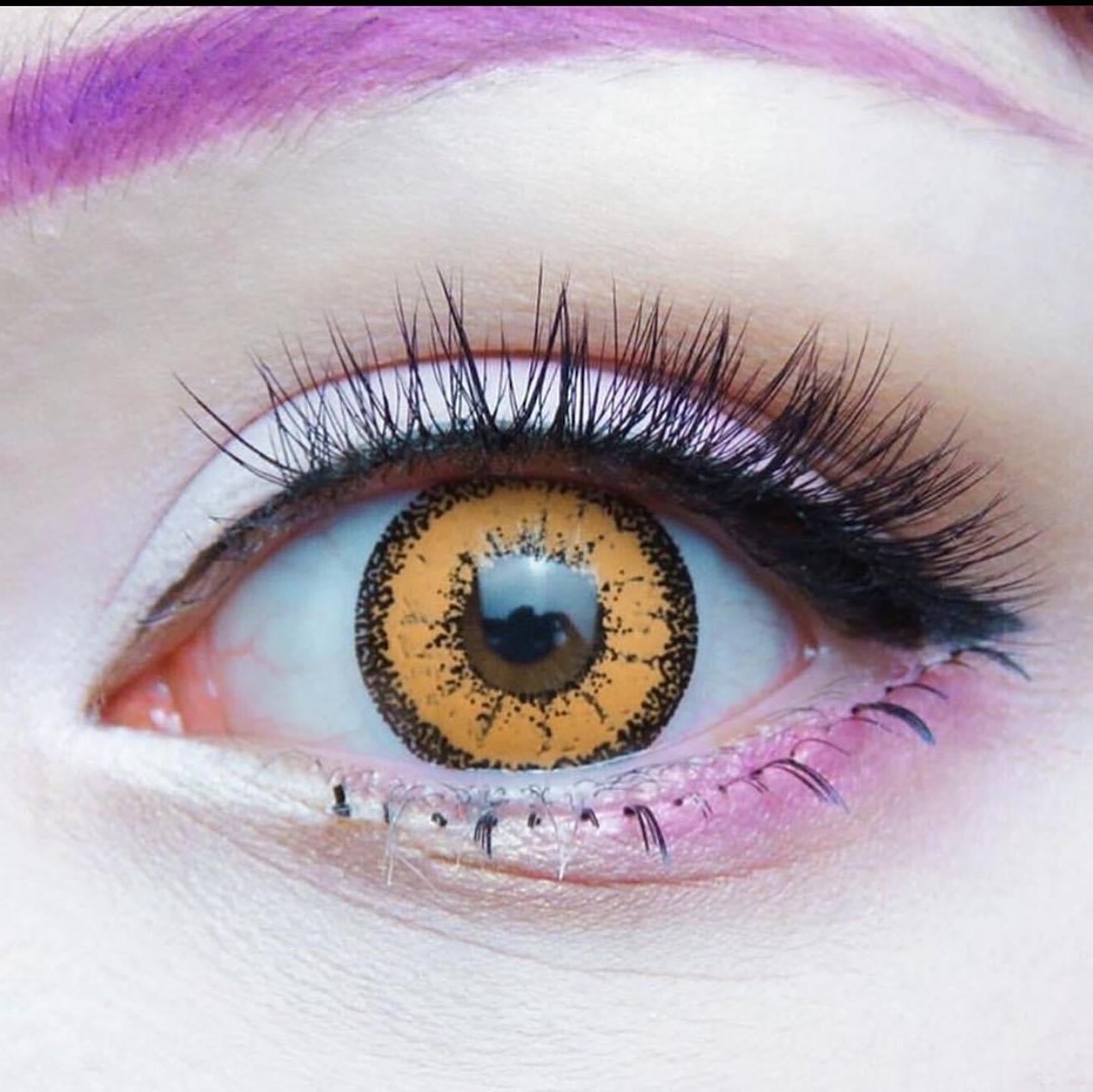 Vivid Brilliant Orange Cosplay Contacts close up 2