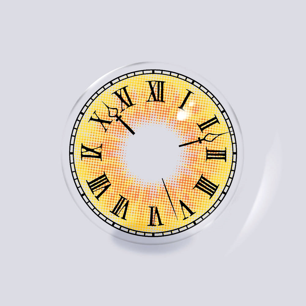 Yellow clock contact lenses cosplay