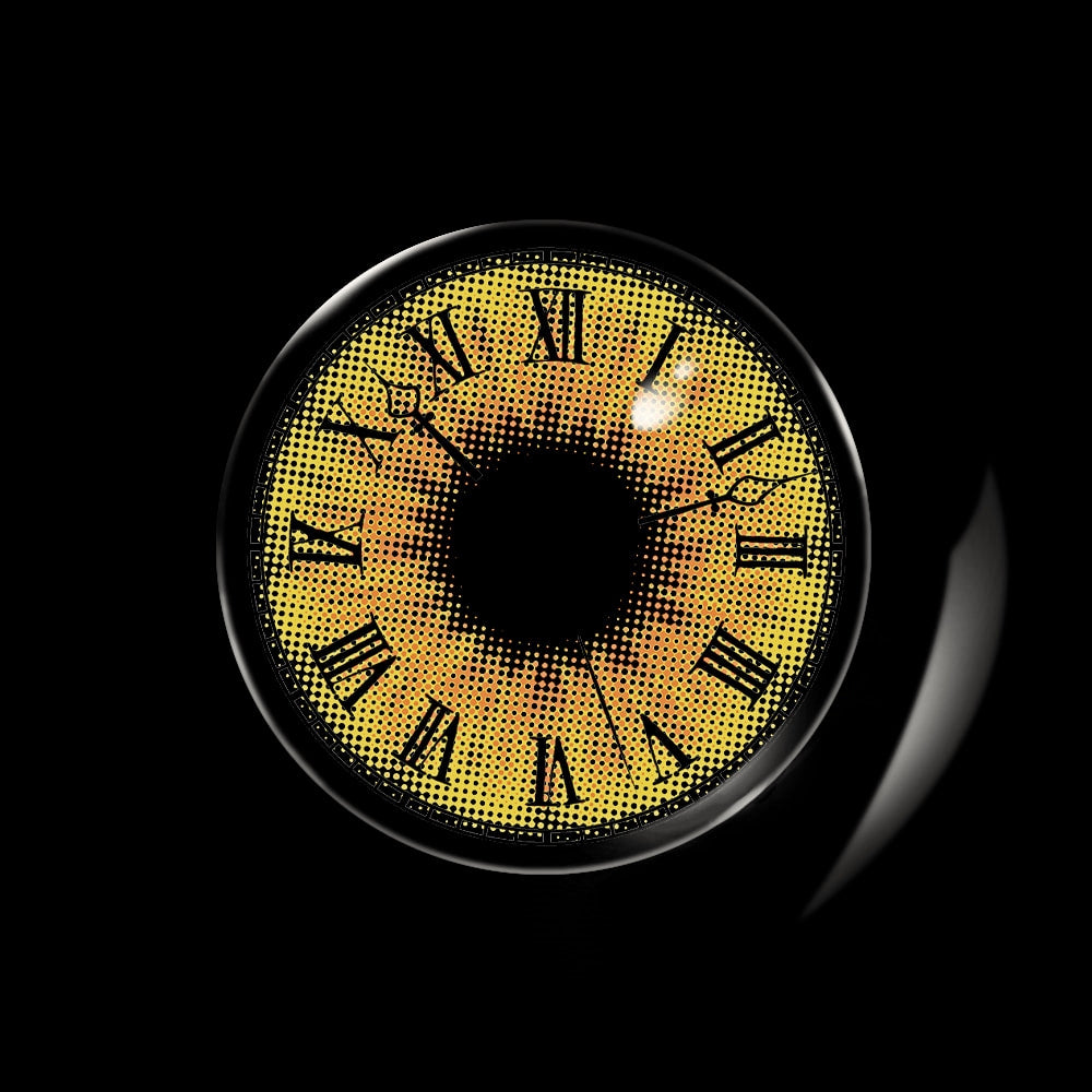 Yellow clock contact lenses cosplay Dark
