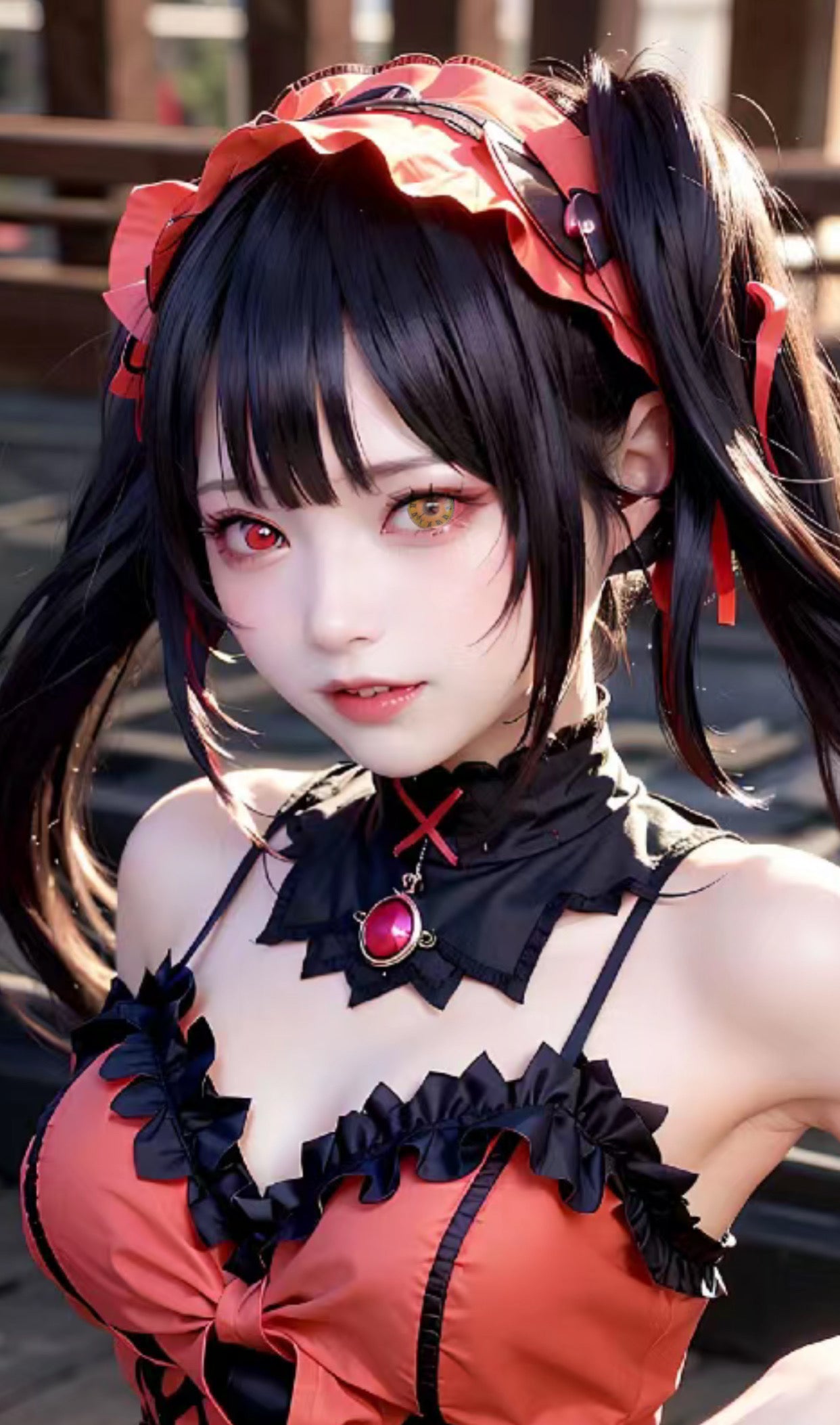 Yellow clock contact lenses cosplay cosplayer