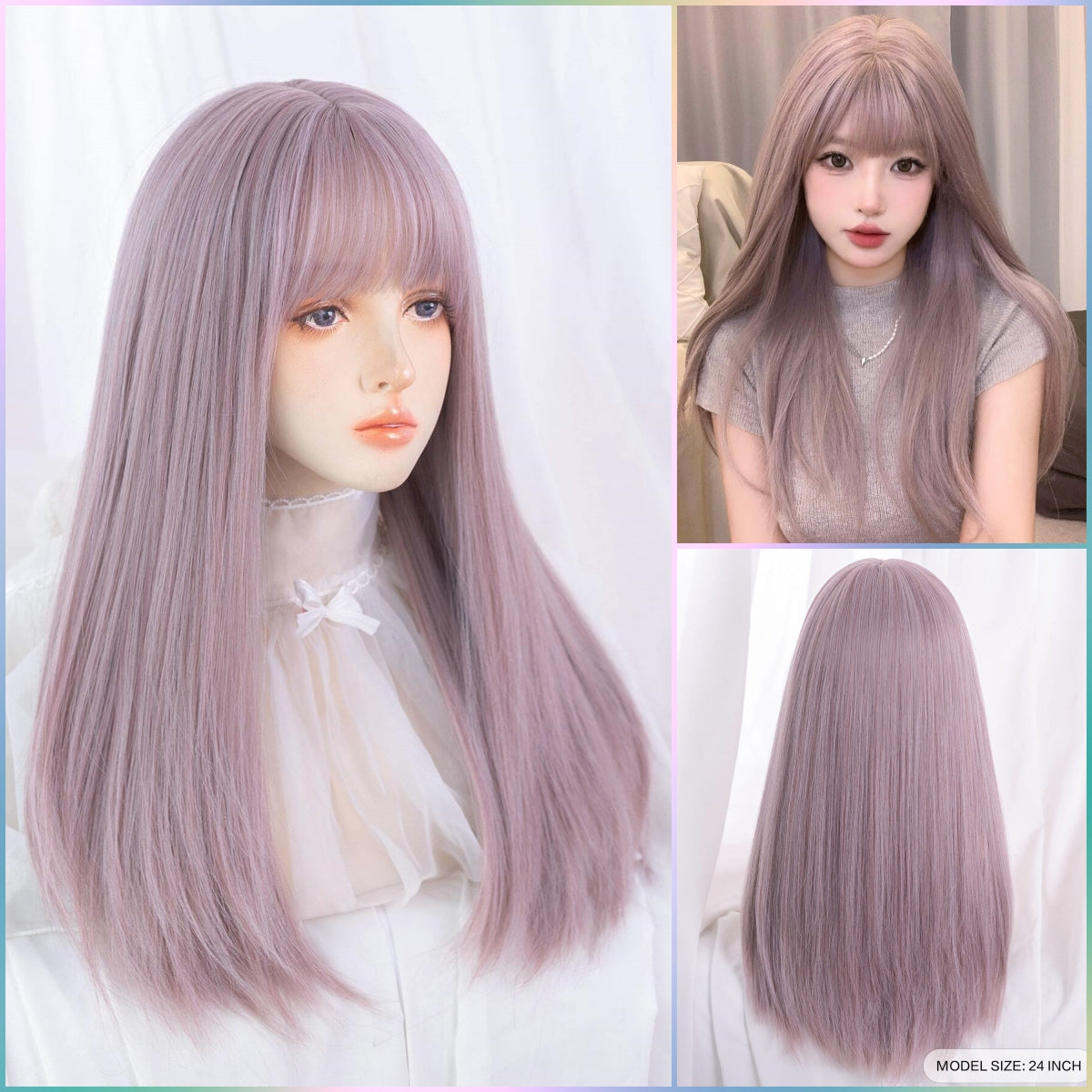 64cm Sweet Yam Púrpura Pelo Largo Y Liso