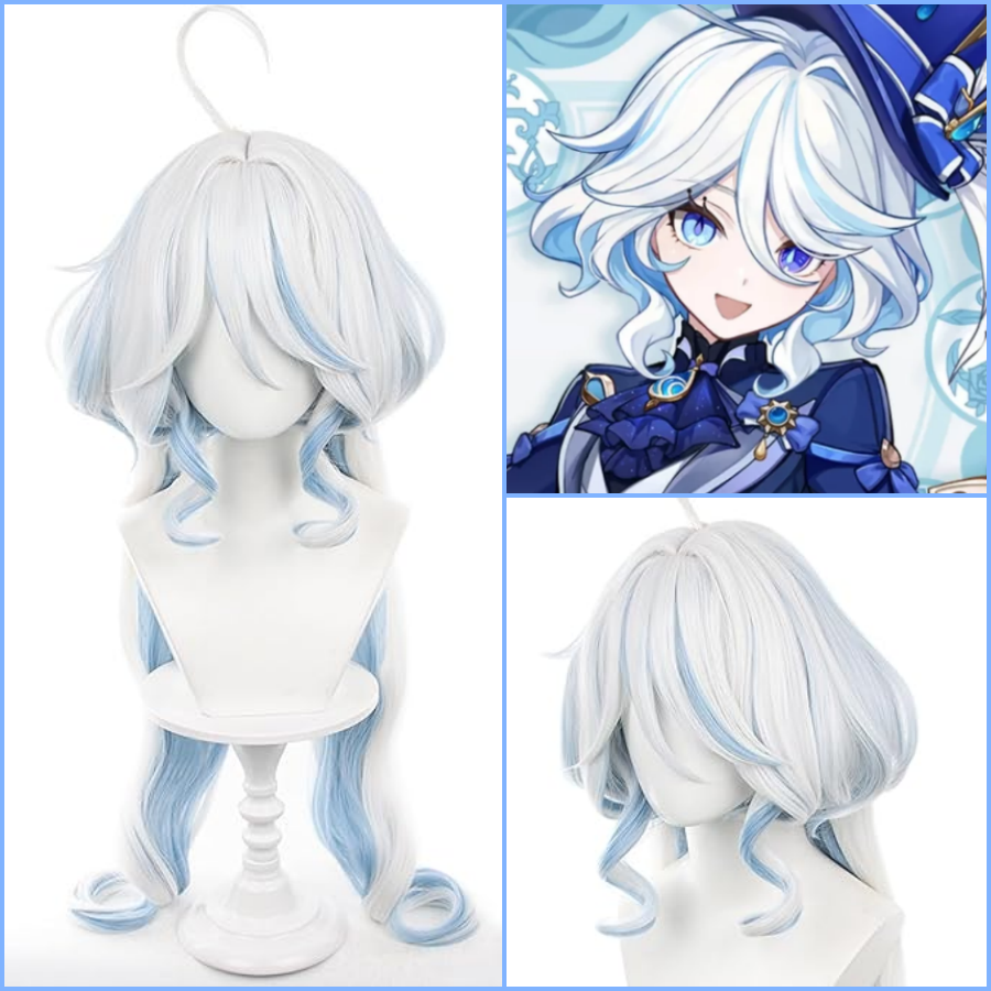 Genshin Impact-Peluca de pelo Keqing Cosplay