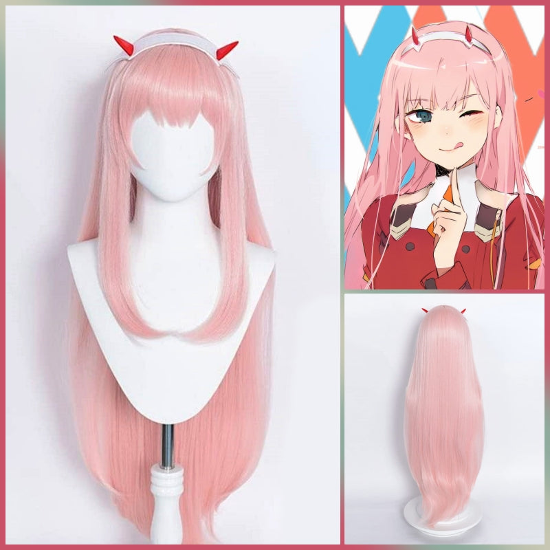 DARLING in the FRANXX 02 Zero Two with horns Cosplay Hair Wig