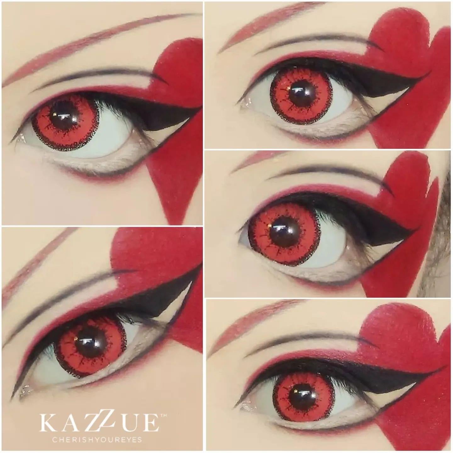 vivid brilliant red color cosplay contacts close up