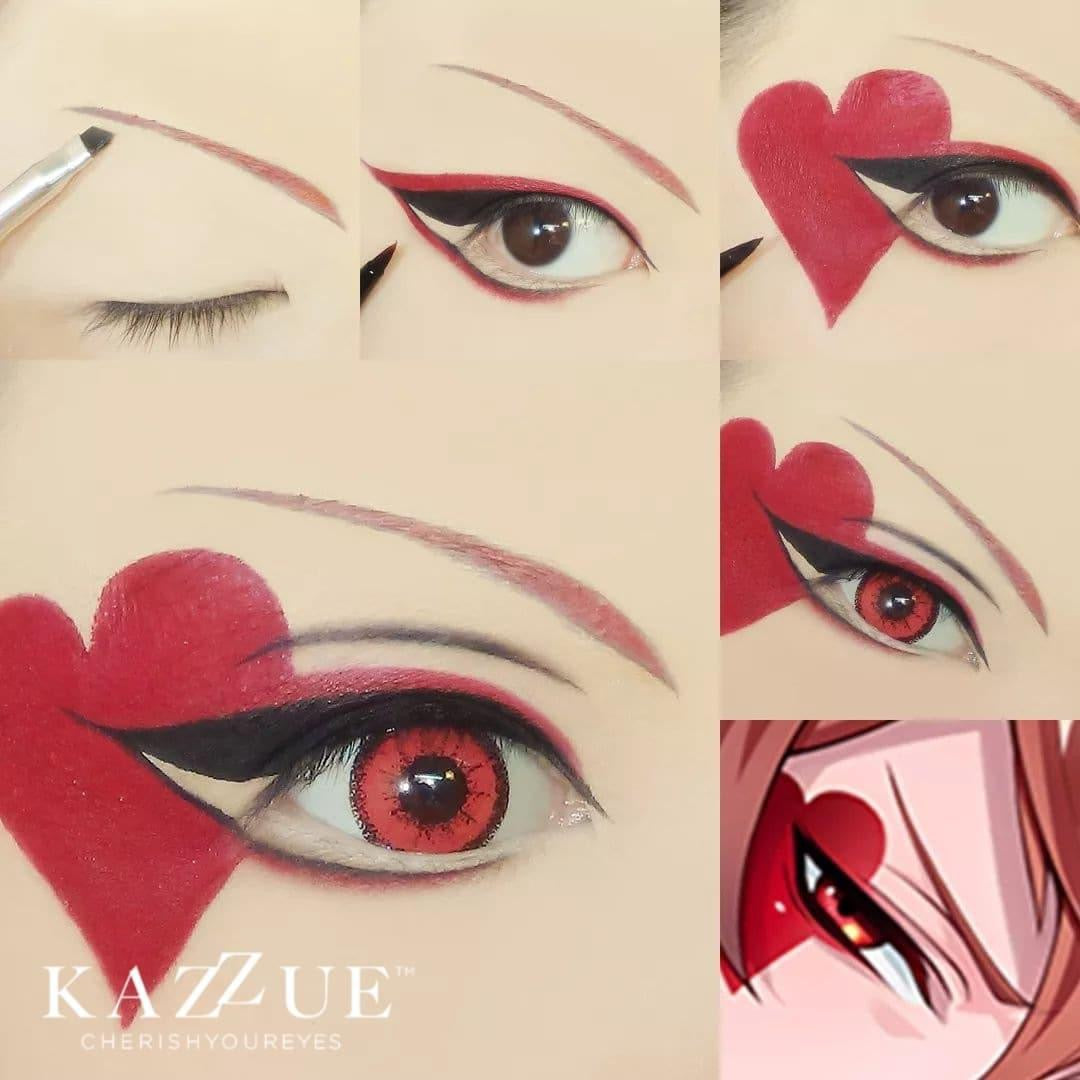 vivid brilliant red color cosplay contacts close up 1