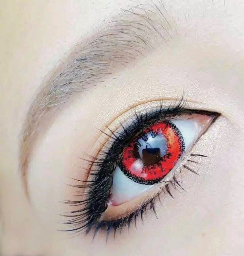 vivid brilliant red color cosplay contacts close up lenses close up