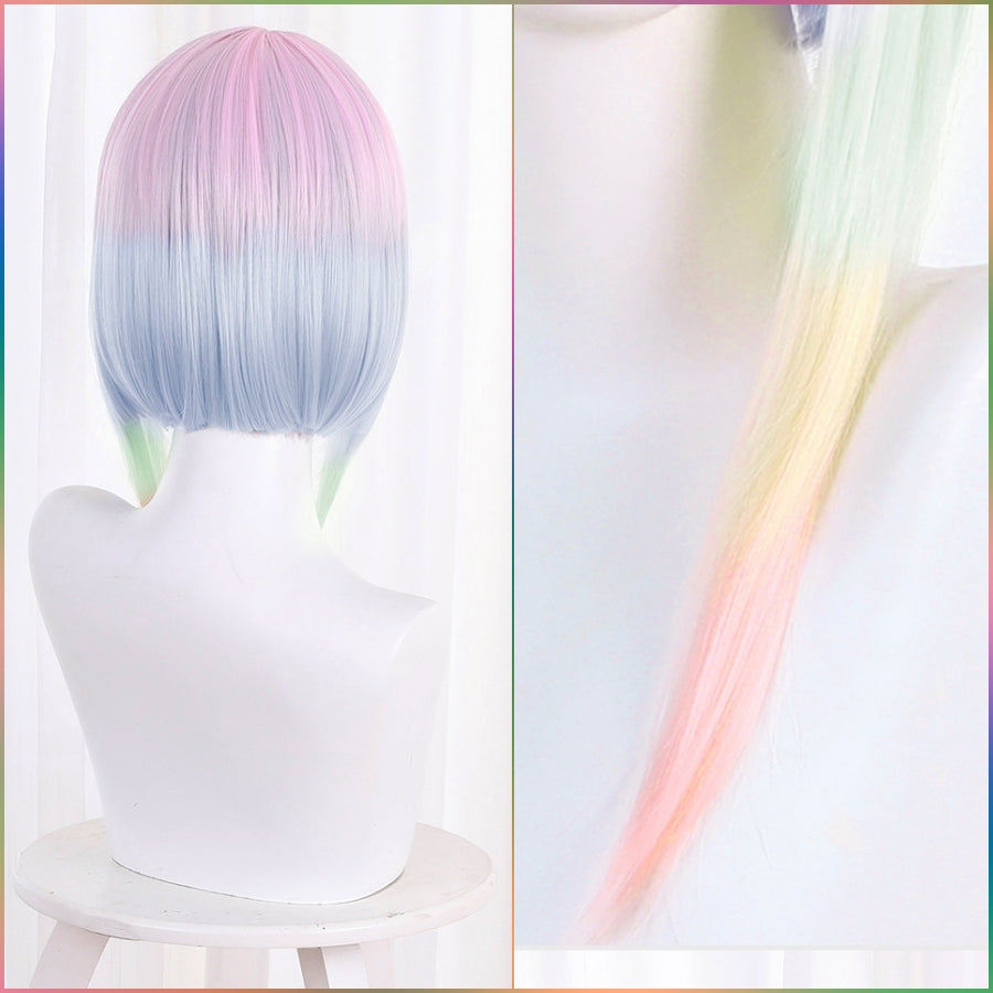 Cyberpunk- Peluca de cosplay Lucy Hair Rainbow Ombre