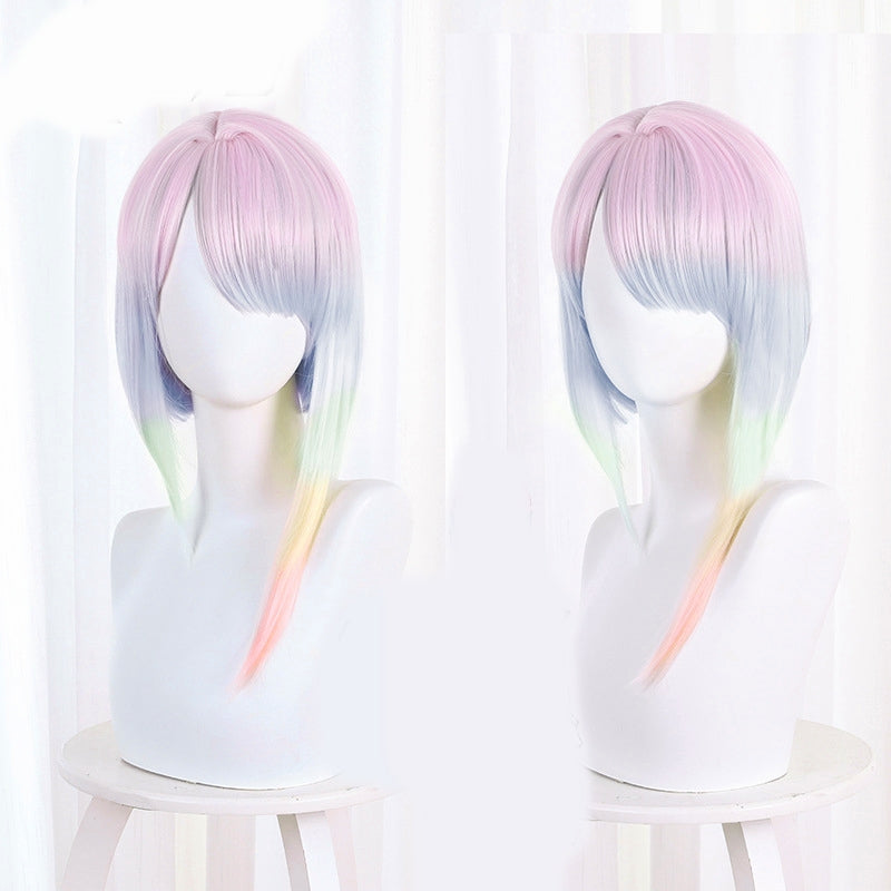 Cyberpunk- Peluca de cosplay Lucy Hair Rainbow Ombre