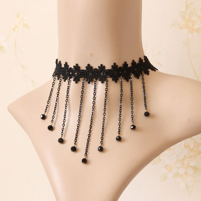 Gargantilla de cuello gótico de cadena negra sexy