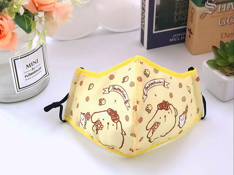 Linda mascarilla facial de algodón de dibujos animados (lavable y reutilizable)