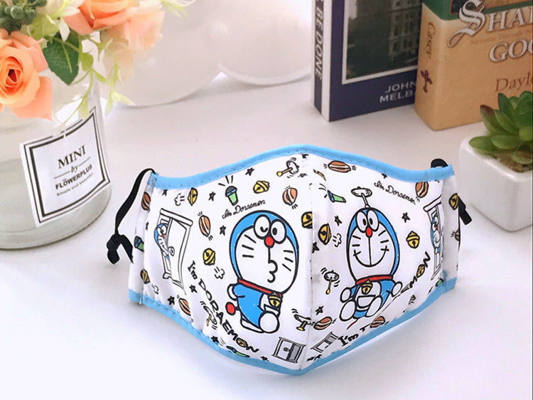 Linda mascarilla facial de algodón de dibujos animados (lavable y reutilizable)