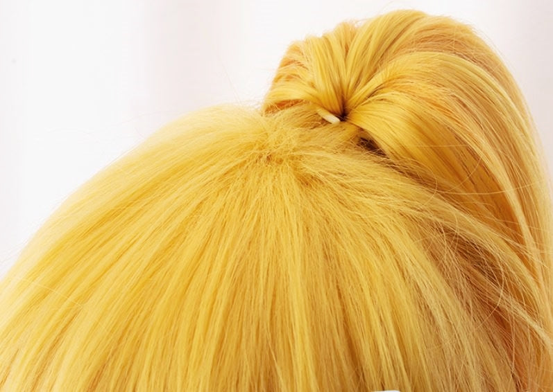 Demon Slayer-Peluca de cosplay femenina Zenitsu Agatsuma