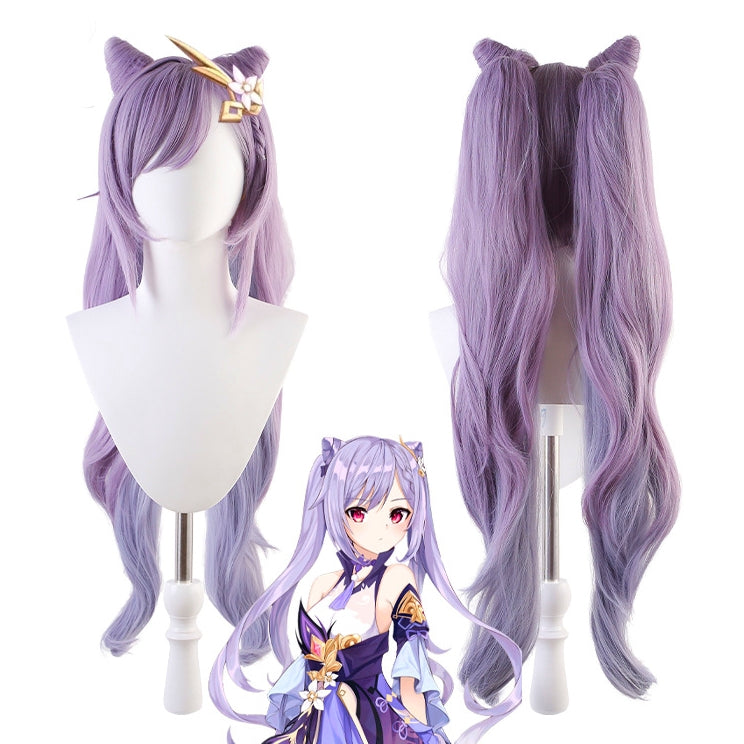 Genshin Impact-Peluca de pelo Keqing Cosplay