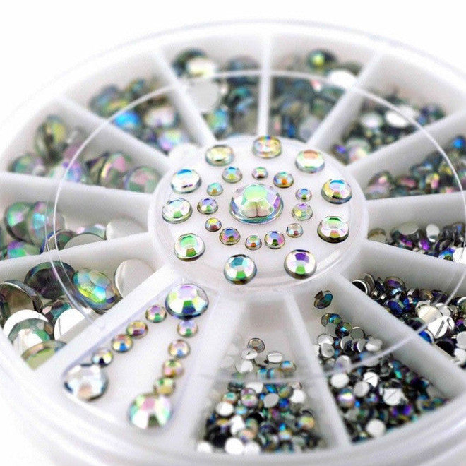 White Multicolor Nail Art Decoration Rhinestones (5 stone sizes) - Ohmykitty Online Store