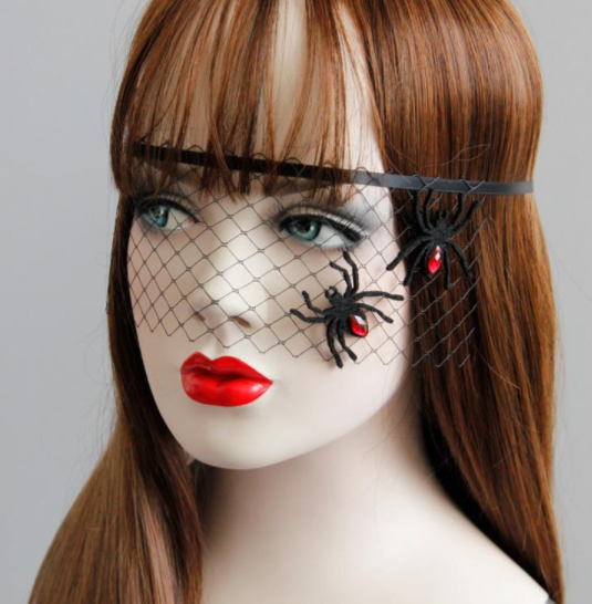Halloween princess black net veil with spider jewelry - Ohmykitty Online Store