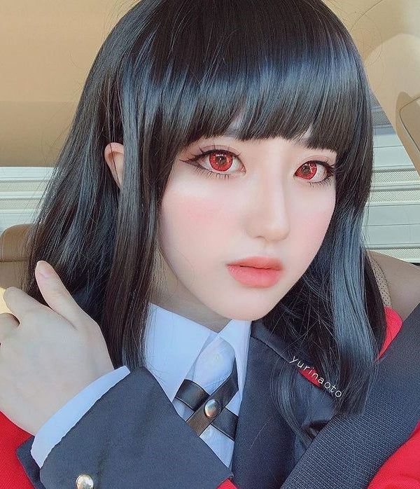 Bright red cosplay contacts
