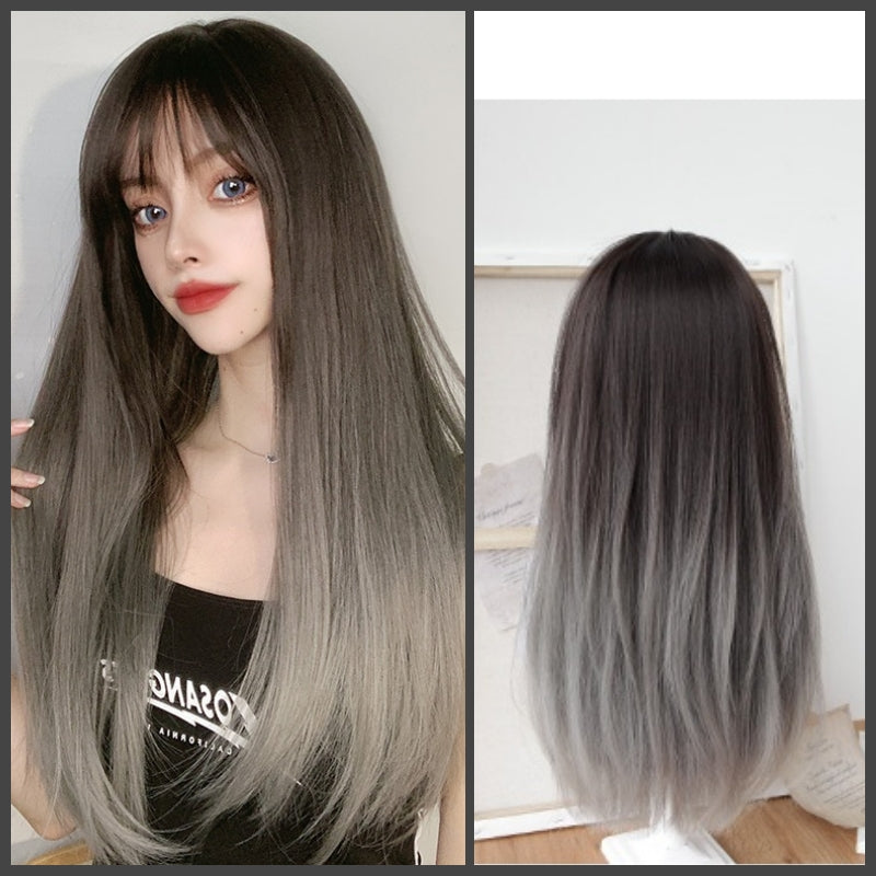 Lucilia (68cm Smoky Gray Gradient Long Straight Hair) - Natural Wig