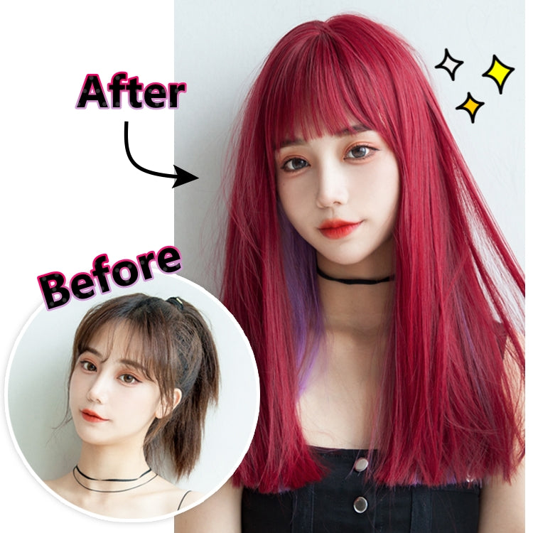 Blair (peluca recta violeta con luz roja de 53 cm) - Peluca Lolita