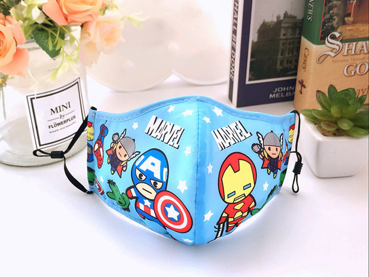 Linda mascarilla facial de algodón de dibujos animados (lavable y reutilizable)