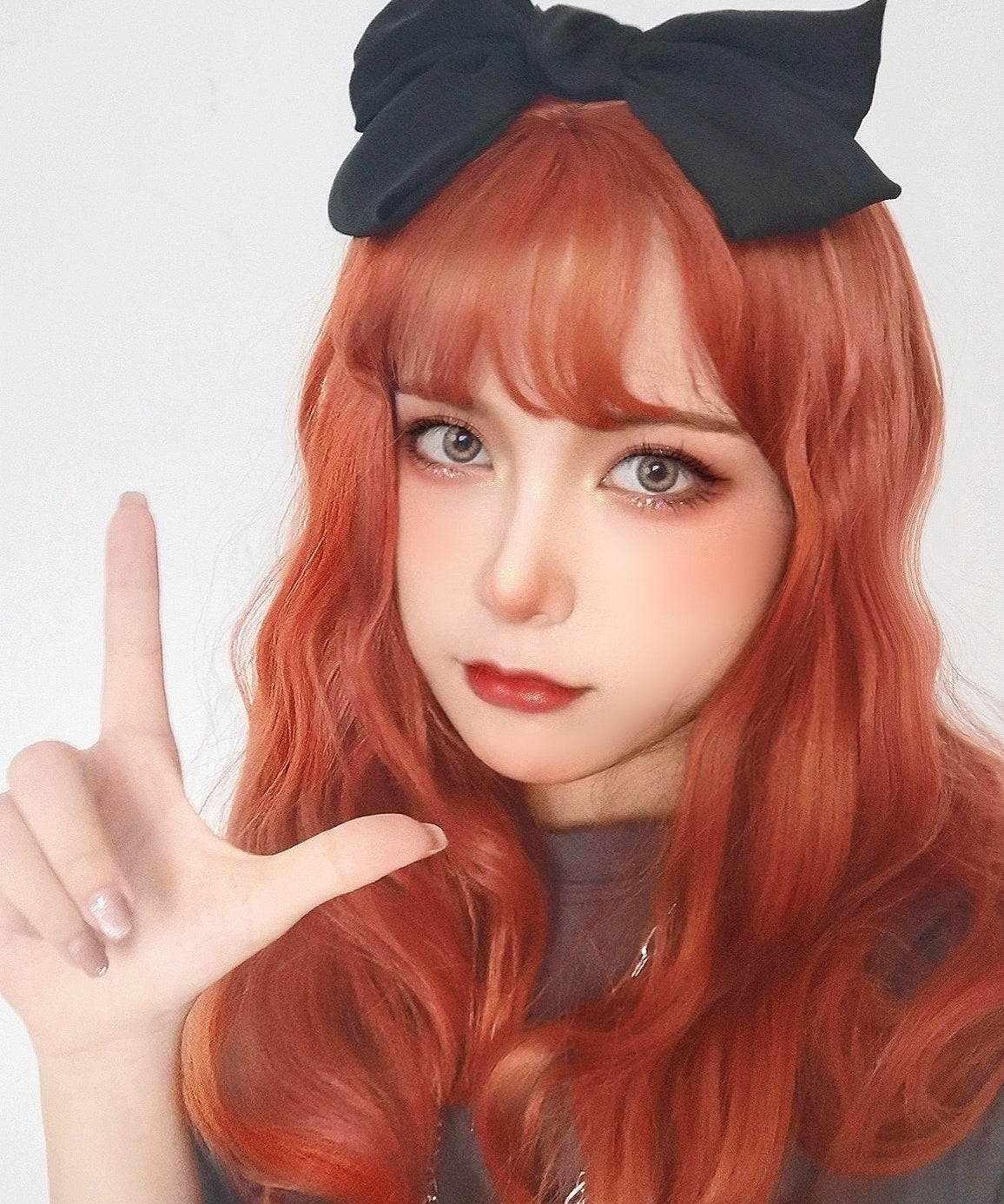 Otoño (pelo rojo ondulado de longitud media de 50 cm) - Peluca natural