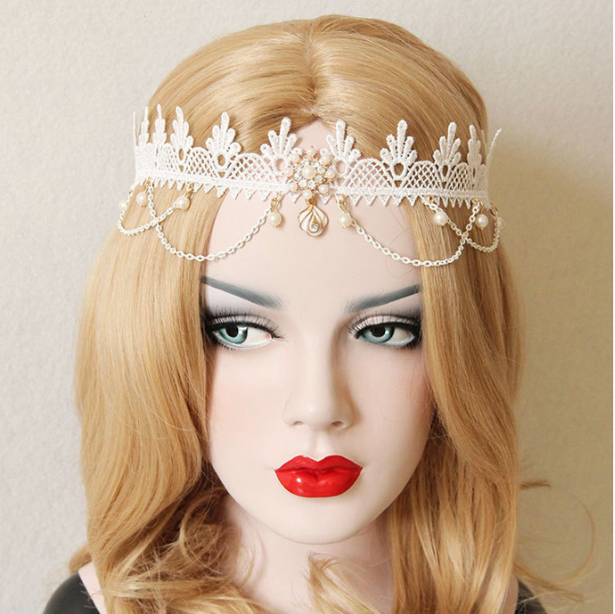 White Pearl Bridal Hair Accessories (adjustable) - Ohmykitty Online Store