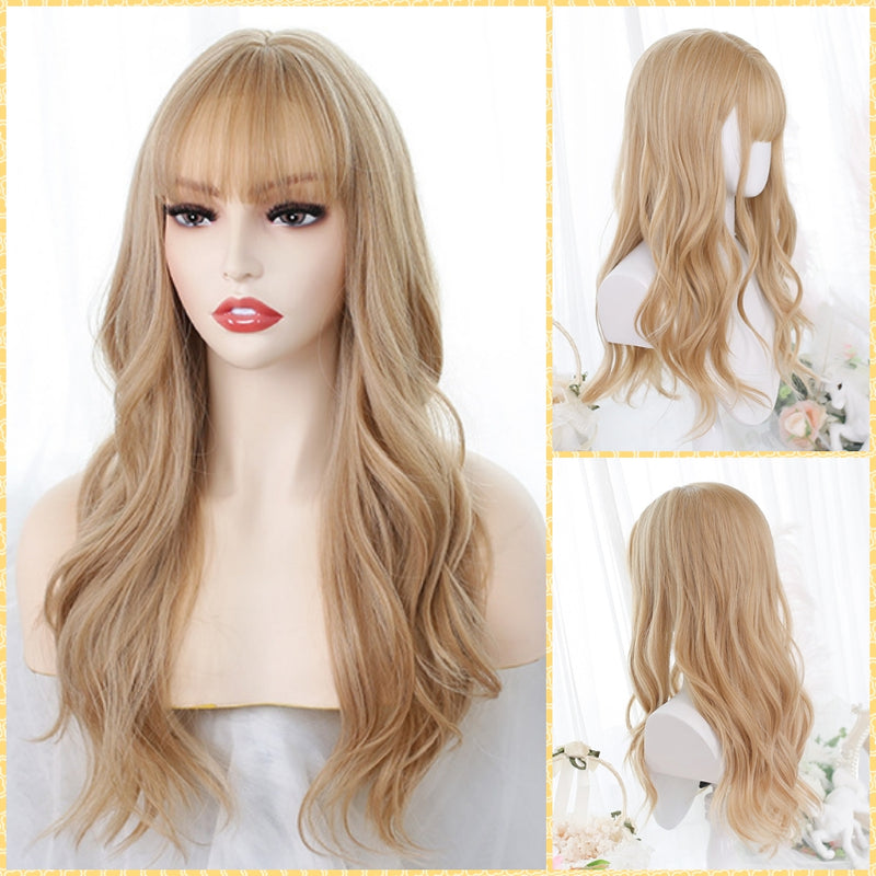 Rachel (60cm Honey Blonde Wavy Hair with Cute Bangs) - Natural Wig