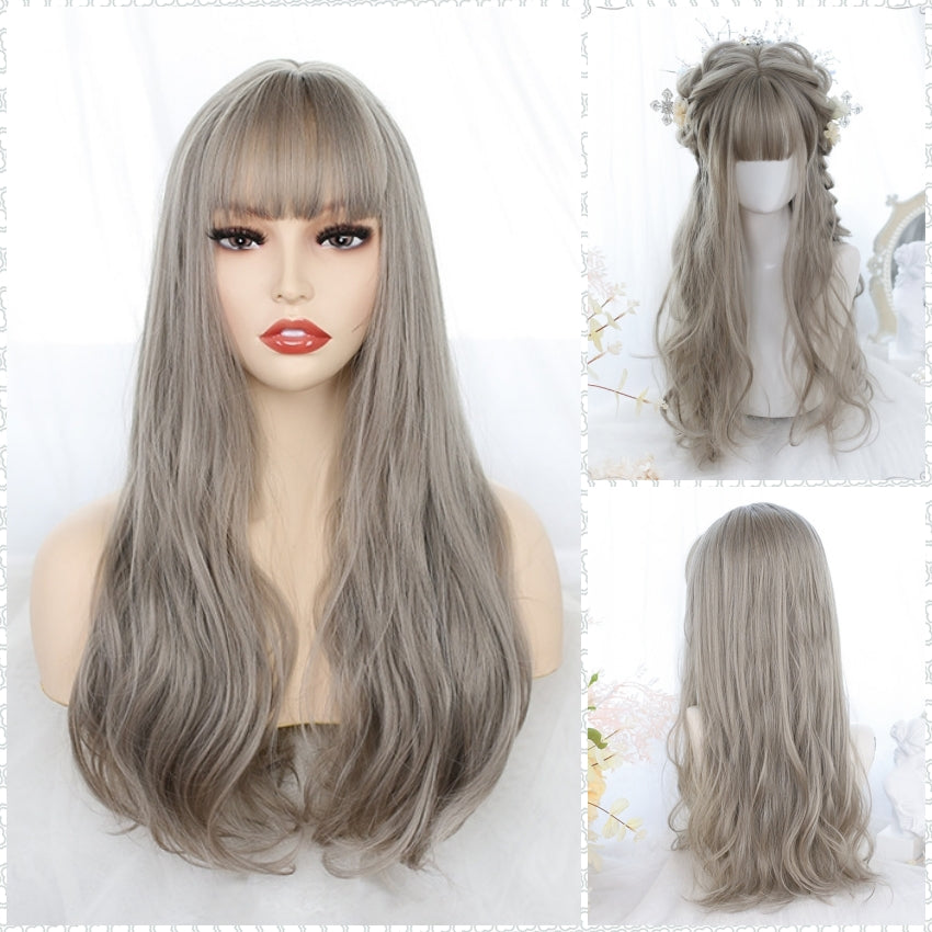 Ashy Blonde Wavy online Wig with Bangs