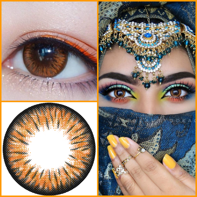 Premier Caramel Contact Lenses | Warm Orange-Brown 15mm Lenses