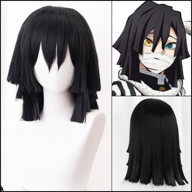 Demon Slayer- Obanai Iguro Black Hair Cosplay Wig
