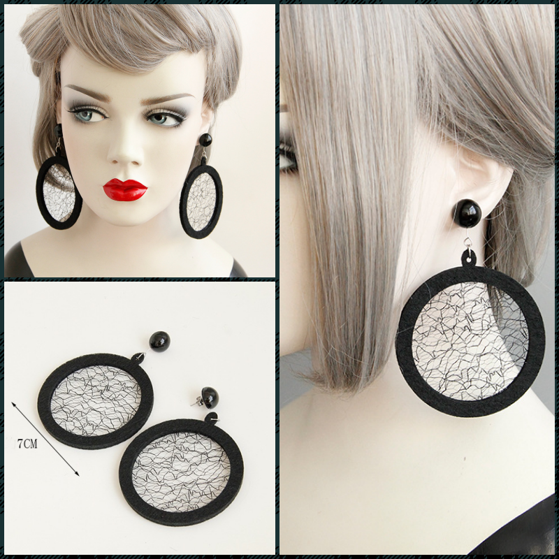 Pendientes colgantes de encaje redondos elegantes vintage