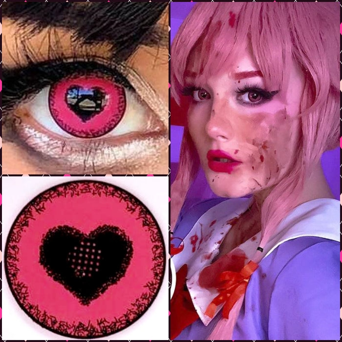 Colourfuleye Yandere Pink Heart Eye Cosplay Colored Contact Lenses
