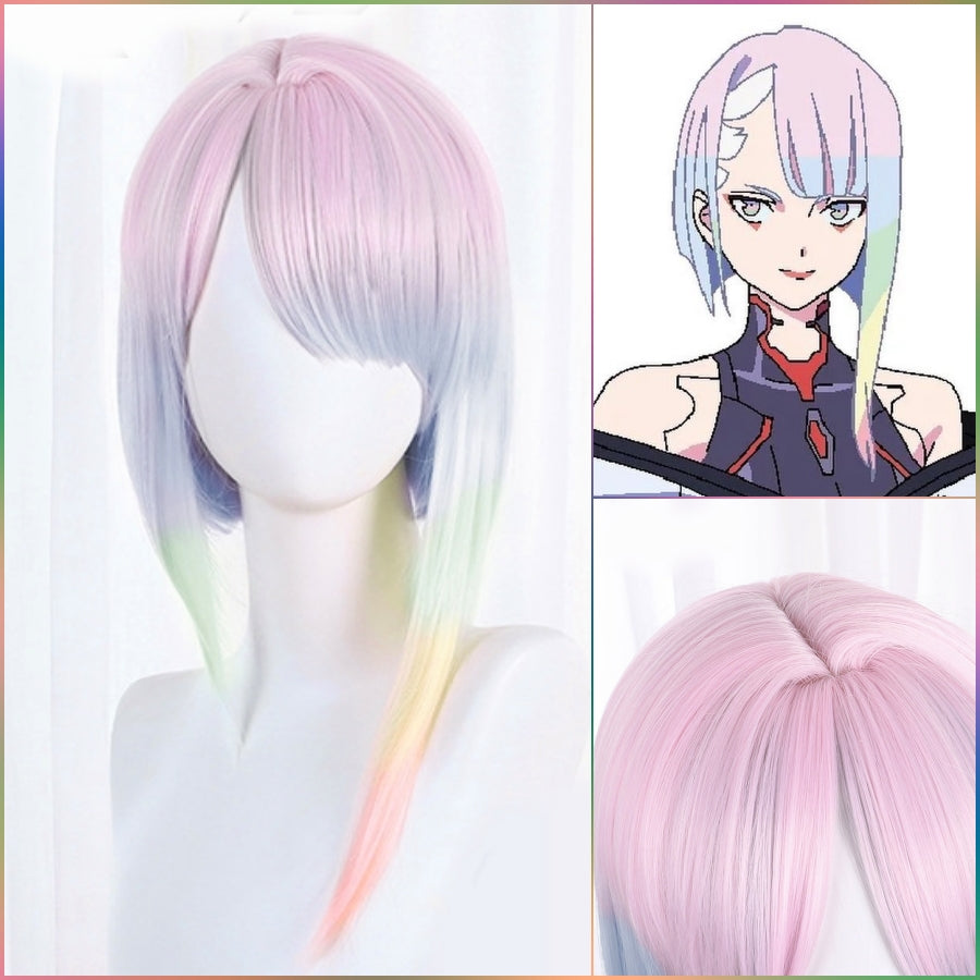 Cyberpunk- Peluca de cosplay Lucy Hair Rainbow Ombre