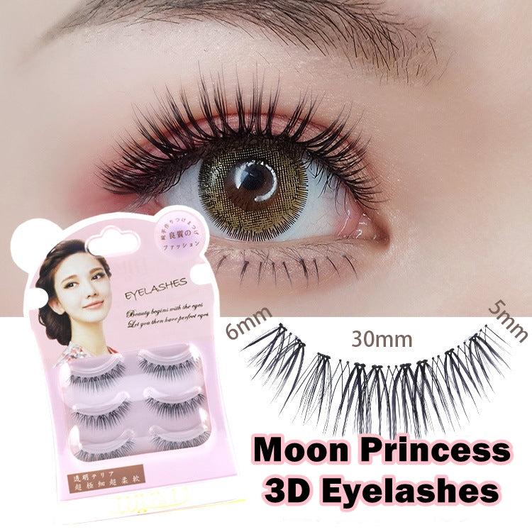 Moon Princess 3D False eyelashes 3 Pairs (Natural) - Ohmykitty Online Store