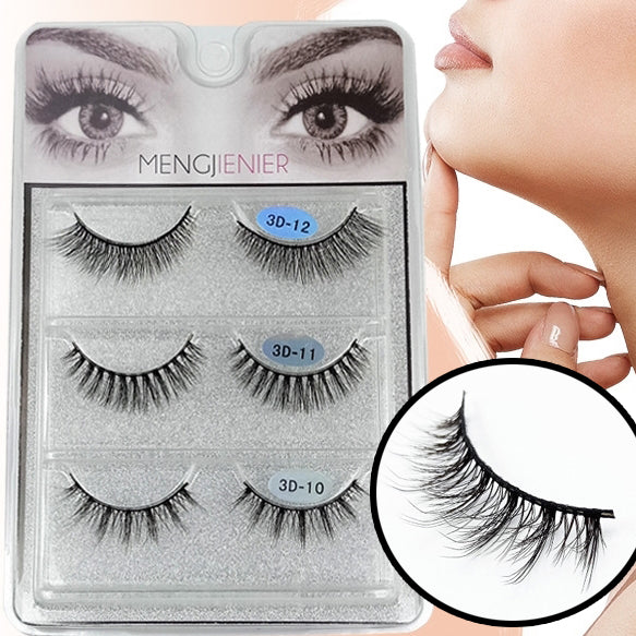 3 pestañas postizas ligeras de varias longitudes diferentes (3D1A)