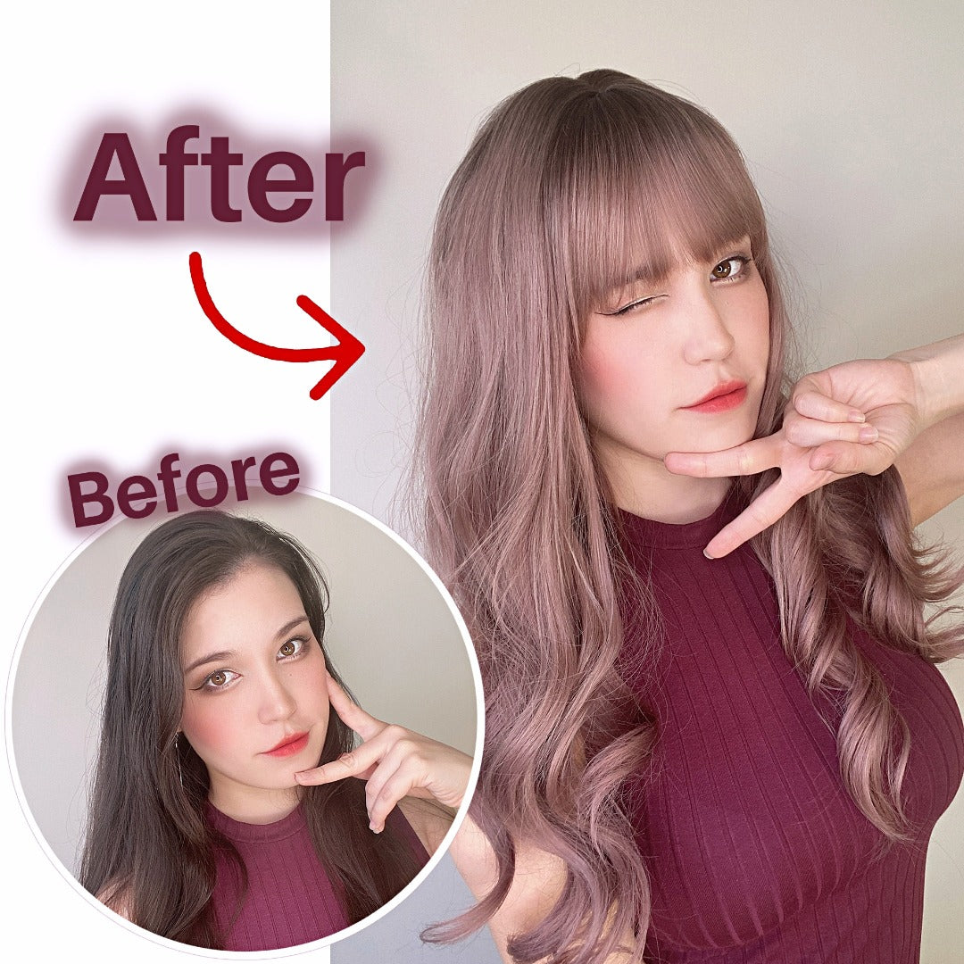 Charlotte (56cm Cabello Voluminoso Ondulado Ombre Rosa Dorado Ceniza) - Peluca Natural