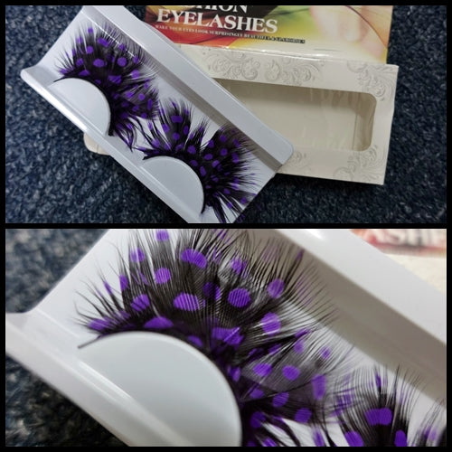 Purple Dots Feather Eyelashes (Halloween / Stage effect) - Ohmykitty Online Store