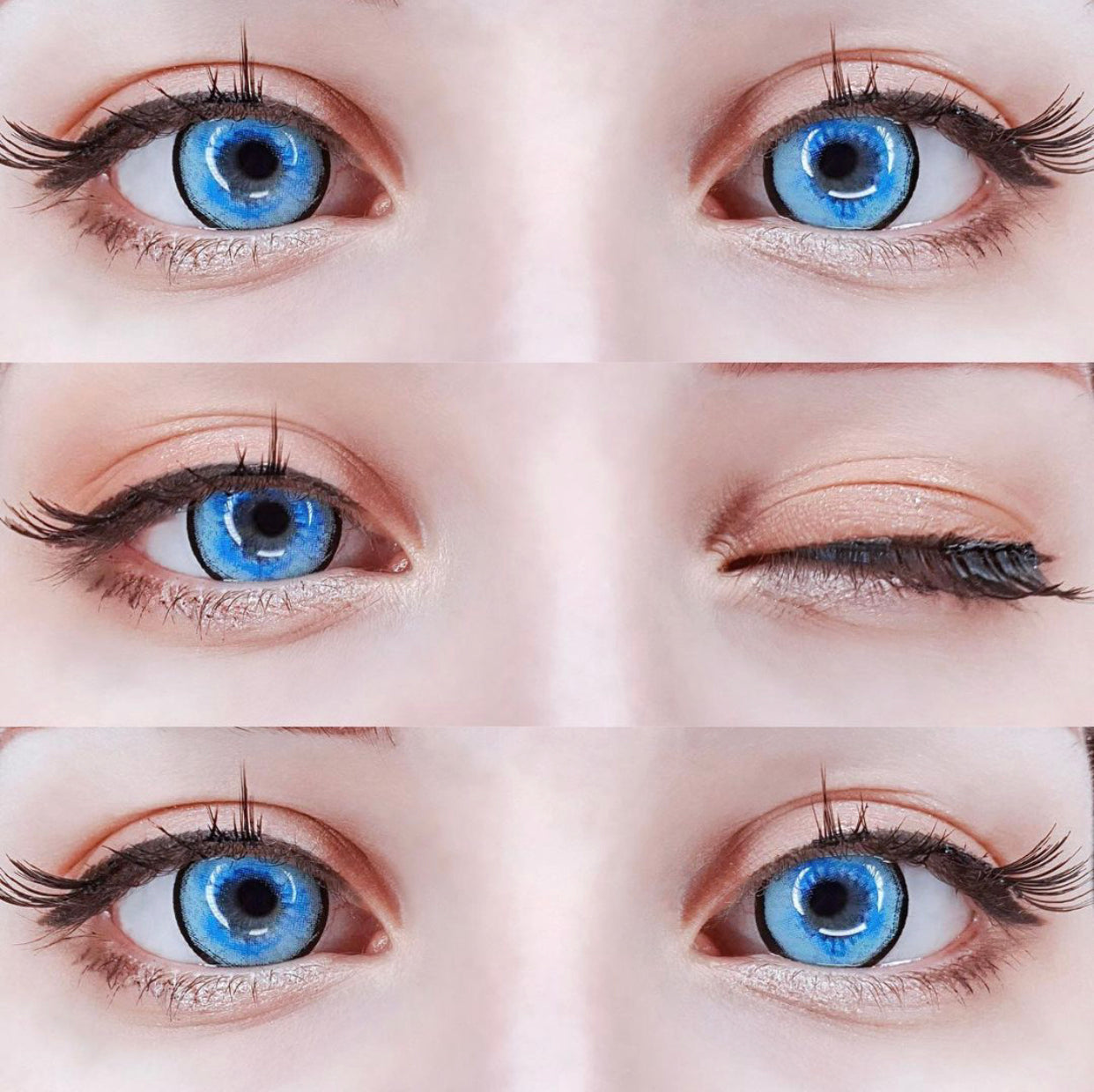 platonic aqua blue cosplay contacts 15mm closeup