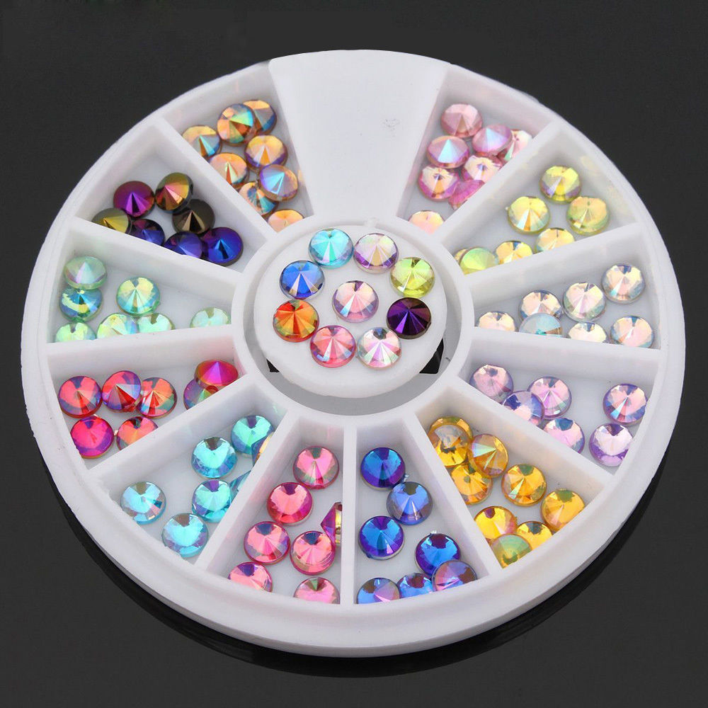 12 Colors Nail Art Rhinestones 4mm - Ohmykitty Online Store