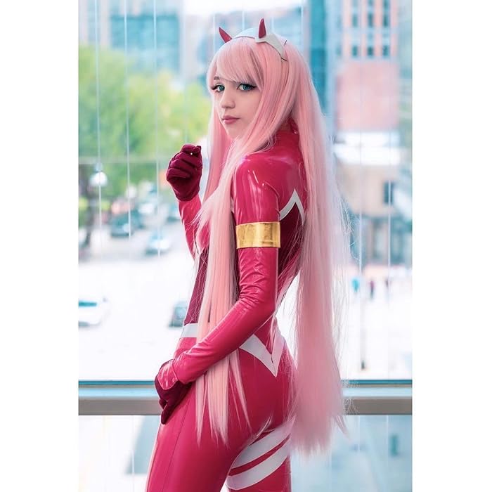 DARLING in the FRANXX 02  Zero Two with horns Cosplay Hair Wig