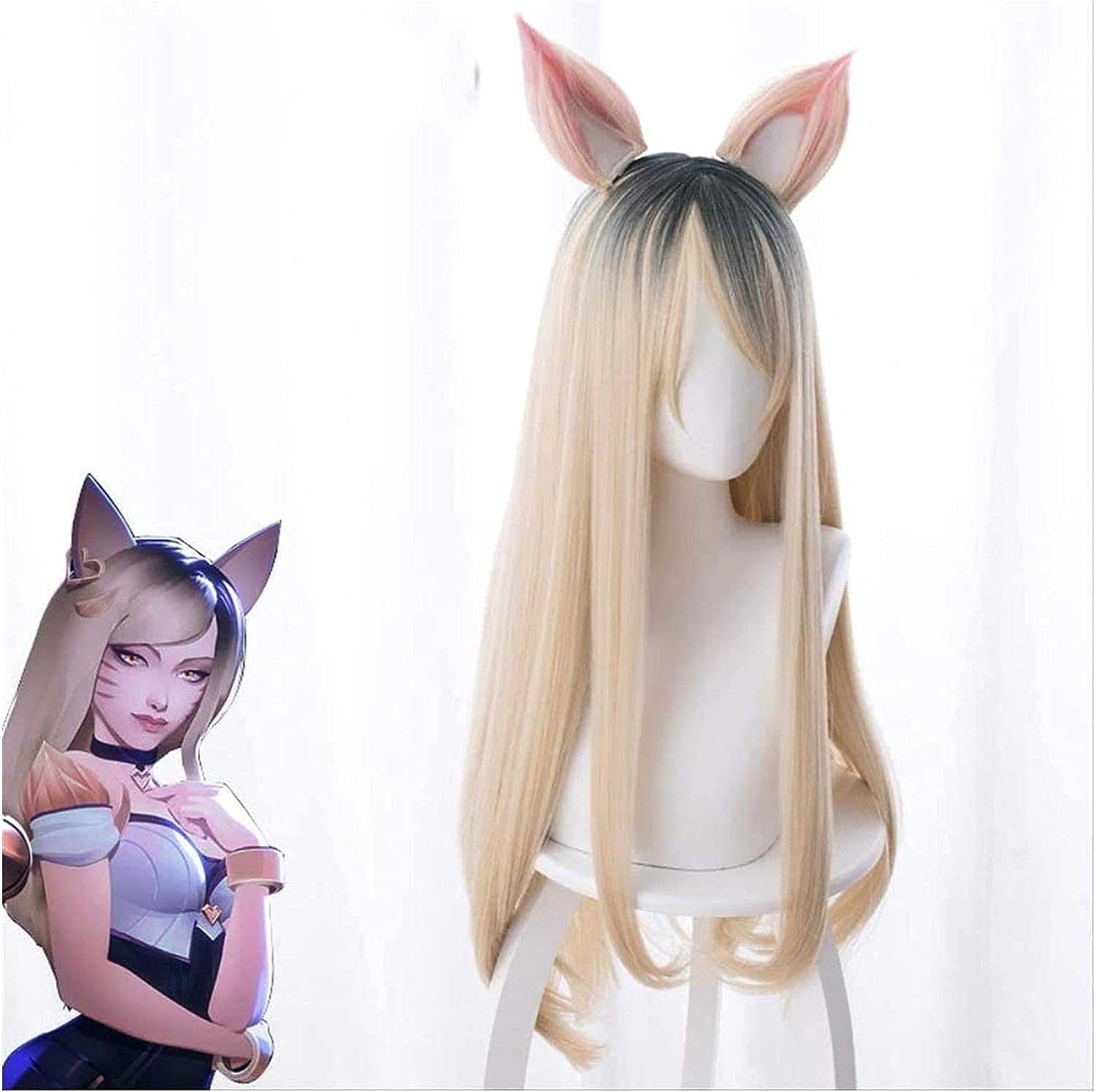 K/DA League of Legends - Ahri - Peluca Cosplay (Incluye Orejas) 