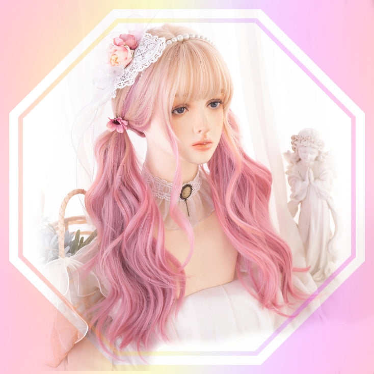 Sweetie Blush Largo Ondulado Rosa Ombre - Peluca Lolita