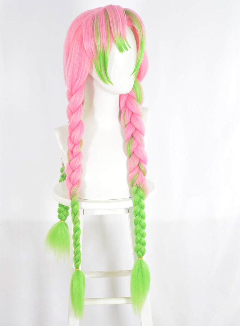 Demon Slayer- Mitsuri Kanroji Green Pink Cosplay Wig