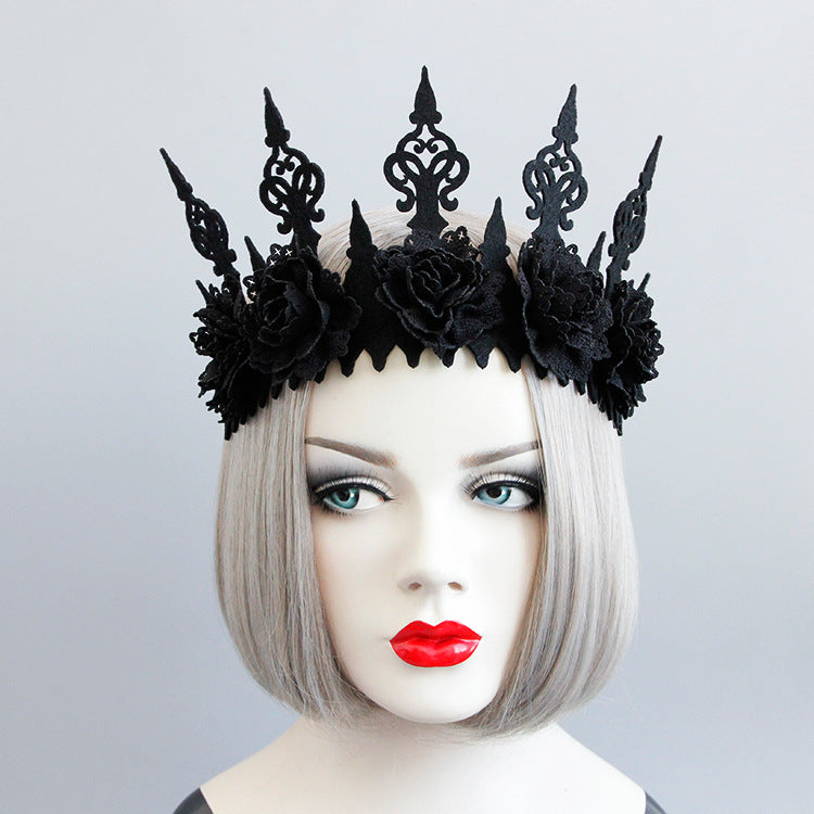 Dark Queen Gothic Styled Black Roses Headband